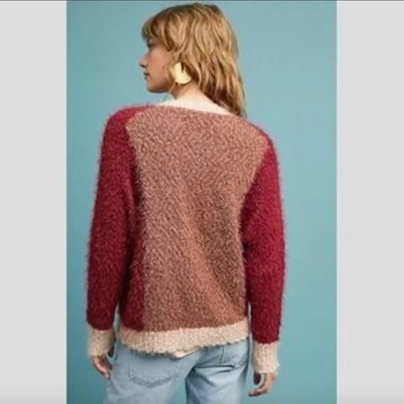 EUC Anthropologie- fuzzy soft color block boyfriend cardi by Moth - Picture 4 of 6